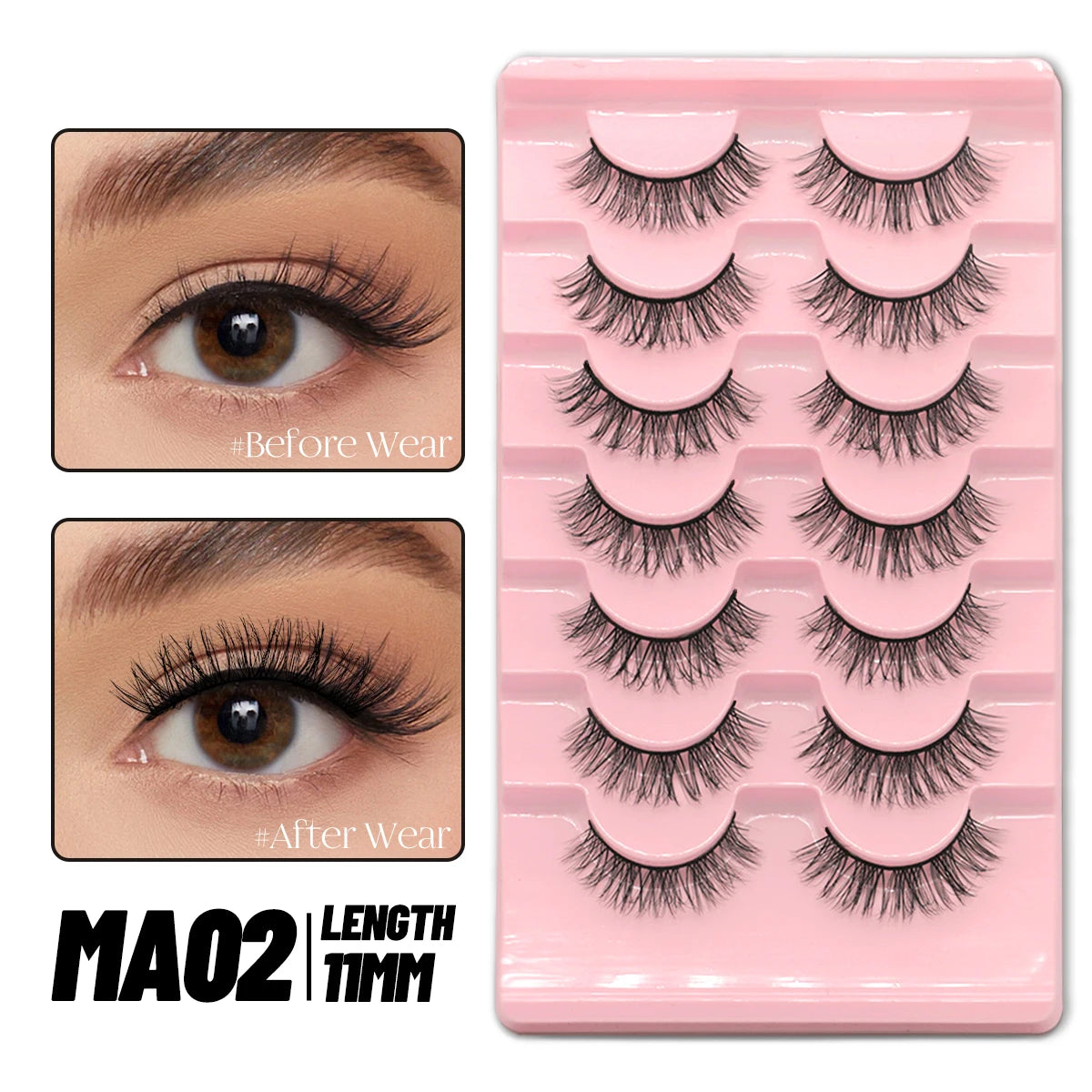 Pestanas Postiças 3D Reutilizáveis — Look Natural Olho de Gato | 5/7/10 Pares