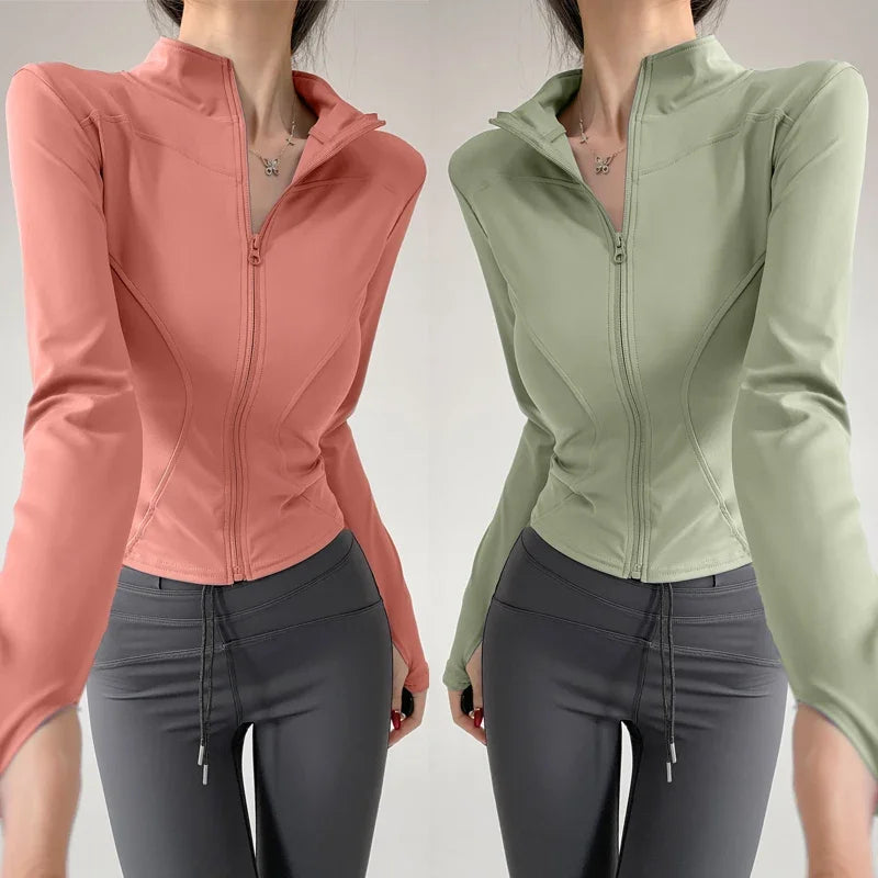 Casaco Desportivo Feminino com Fecho de Correr — Manga Comprida S-3XL