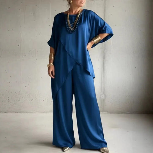 Conjunto Satin Duas Peças — Top + Calças Perna Larga