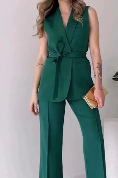 Conjunto Formal Feminino — Calças + Top Sem Mangas