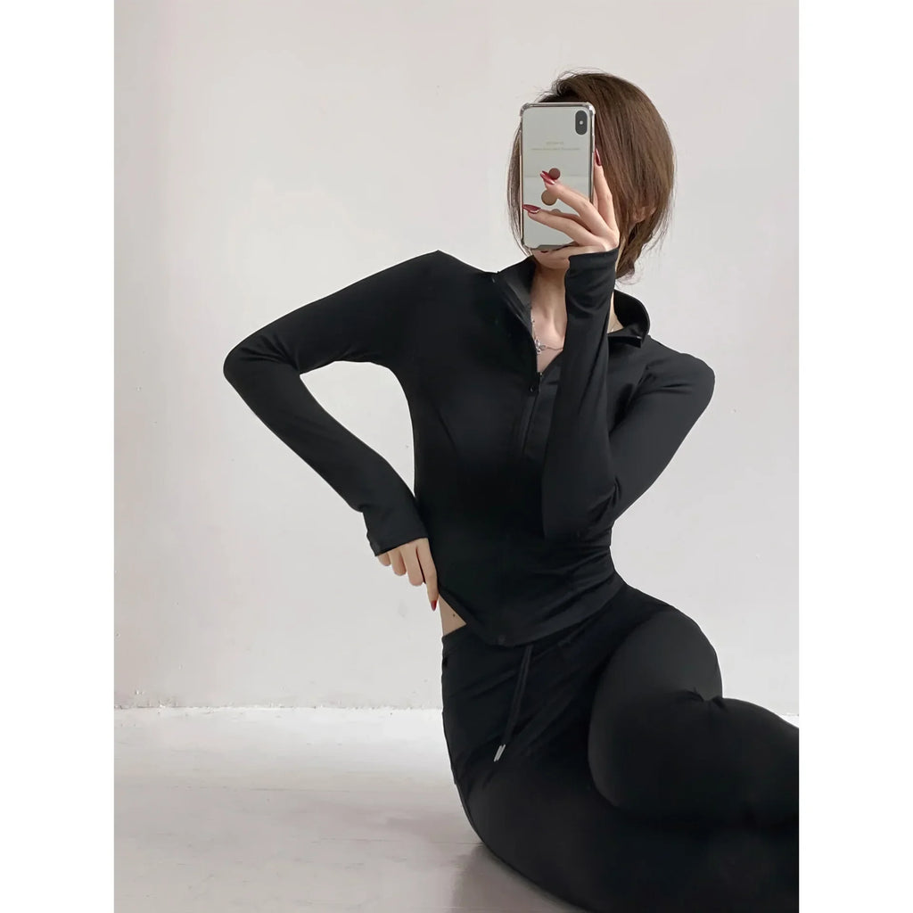 Casaco Desportivo Feminino com Fecho de Correr — Manga Comprida S-3XL