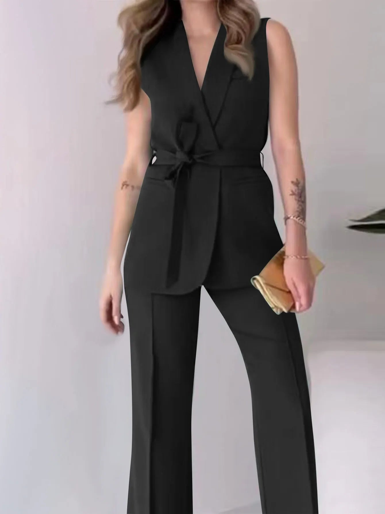 Conjunto Formal Feminino — Calças + Top Sem Mangas